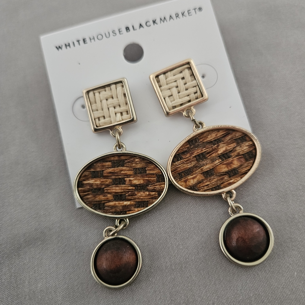 White House Black Market Woven Gold and Brown Earrings